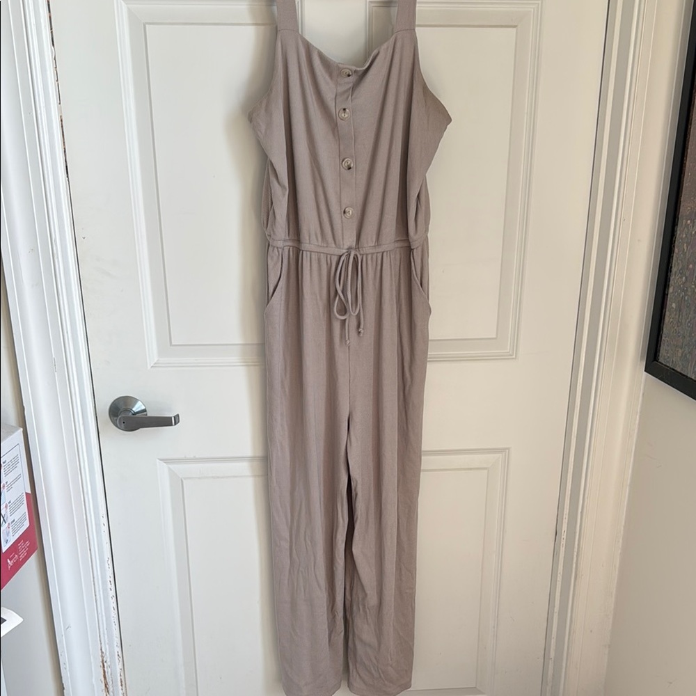 Kaileigh Women's Beige Cropped Jumpsuit (LP)